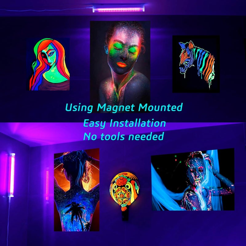 TiTo Small Black Light Bar, UV 395nm 10W 1ft USB Blacklight Lights Strip Stick Glow in The Dark Halloween Party Bedroom Decor Fluorescent Posters Body Paint Neon Display Uranium Glass Resin Curing - Image 3